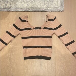 Love Tree Women's Ribbed Sweater in Tan and Black